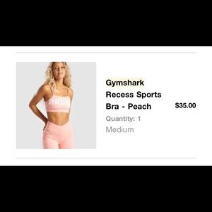 Small peach gymshark recess sports bra